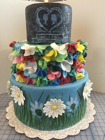 Chalkboard, Petals and Field of Daisies Cake  - Cake by Joliez