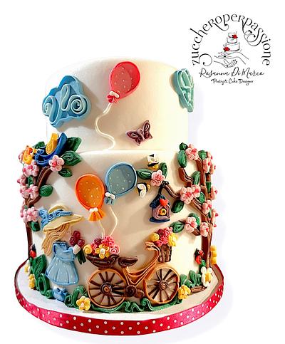 Easter quilling cake "Torta Primavera" - Cake by zuccheroperpassione