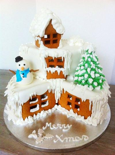 Snowy village cake - Cake by Bella's Bakery