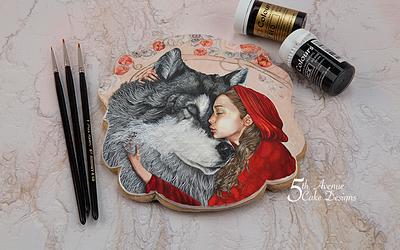 Little Red Riding Hood and Wolf Cookie Art Card 🐺☃️🎄 - Cake by Bobbie