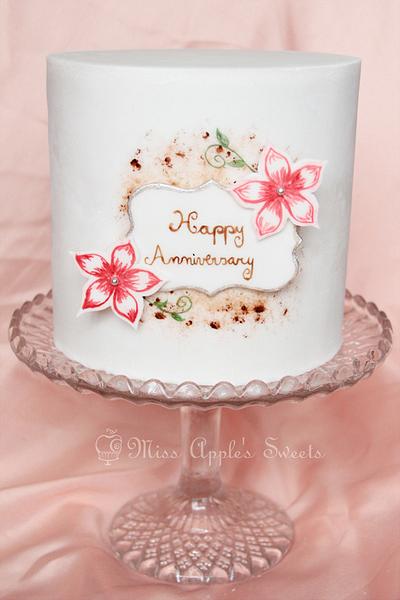 Hand Painted Anniversary Cake - Cake by Karen Dourado
