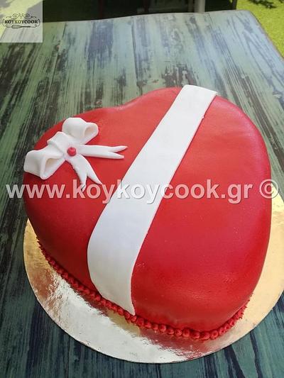 Red Sugarpaste Chocolate Heart Cake  - Cake by Rena Kostoglou