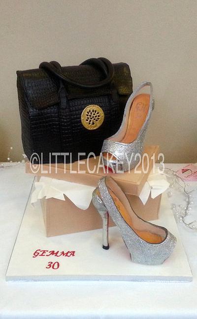 Handbag, shoes and shoe box cake. - Cake by Littlecakey