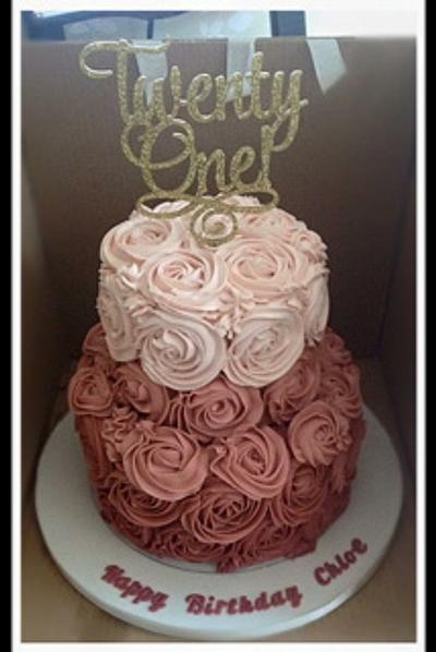dusty rose buttercream rosette cake - Cake by Shell