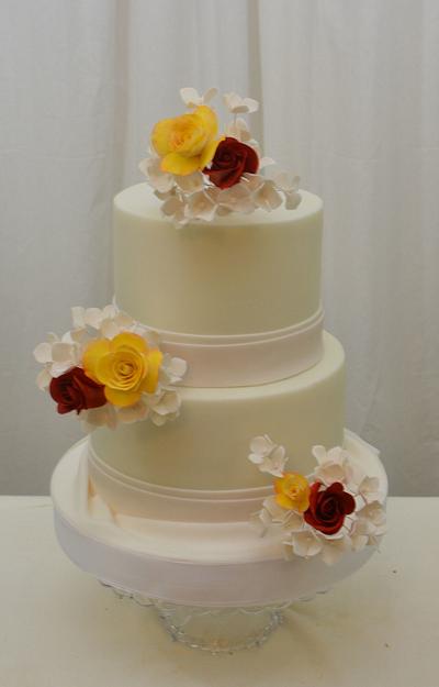 Simple White Cake with Sugar Flowers - Cake by Sugarpixy