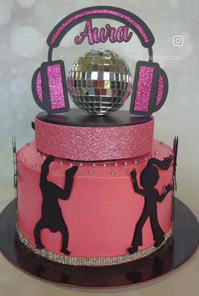 Rotating Disco theme cake  - Cake by Sugaryaddictions