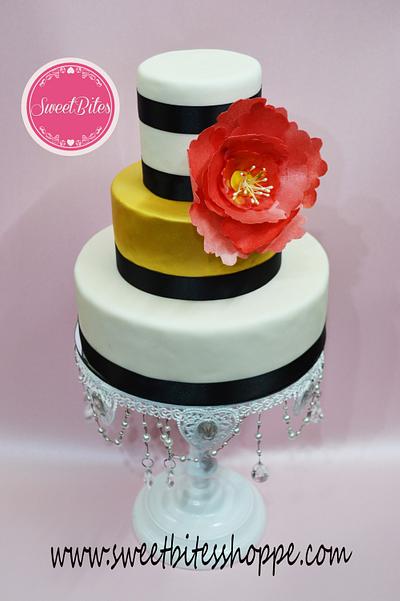 Fondant cake with wafer paper flower - Cake by Sweetbitesshoppe