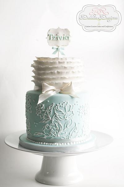 Piped Peony & Ruffles Cake - Cake by Delicia Designs