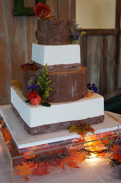 Rustic tree stump wedding cake - Cake by Steel Penny Cakes, Elysia Smith