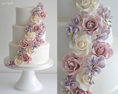 Cascading roses and wisteria - Cake by Sugar Ruffles