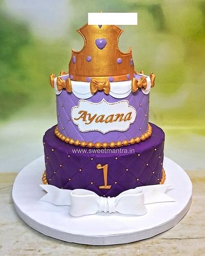 2 layer Lavender cake for girl's 1st birthday - Cake by Sweet Mantra Homemade Customized Cakes Pune