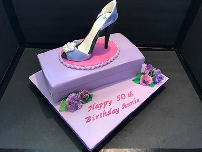Stiletto Shoe & Shoebox Cake - Cake by CakeJeannie