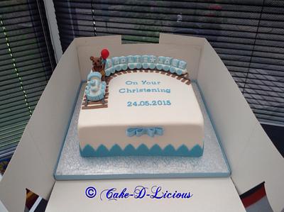 Teddy Train Christening Cake - Cake by Sweet Lakes Cakes