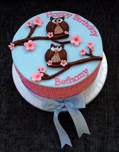 Owl Blossom Cake - Cake by Caron Eveleigh