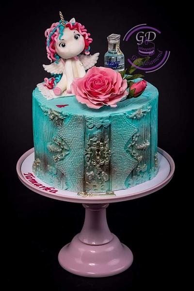 Cake with unicorn, rose & vodka 😂 - Cake by Glorydiamond