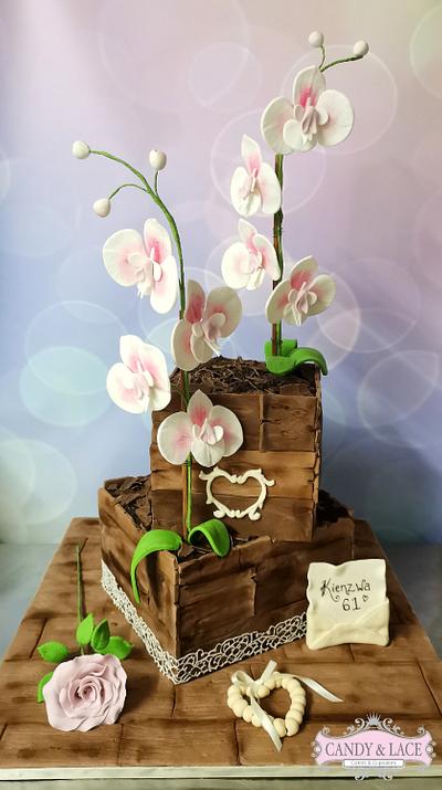 2 tier Orchid planter cake - Cake by Cynthia - Candy and Lace Cakes