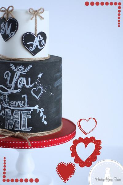 Valentines Chalkboard Cake - Cake by Cheeky Munch Cakes
