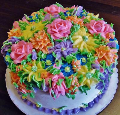 Feminine buttercream flowers - Cake by Nancys Fancys Cakes & Catering (Nancy Goolsby)