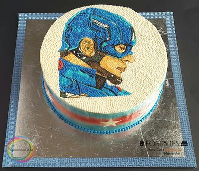 Captain America Pointillism - Cake by Kashmira