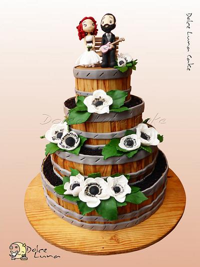 Wedding cake barrel and anemones - Cake by luana