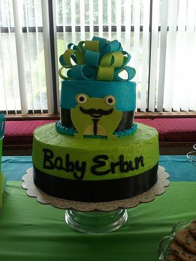 Frog with Mustache Babyshower Cake - Cake by Jen