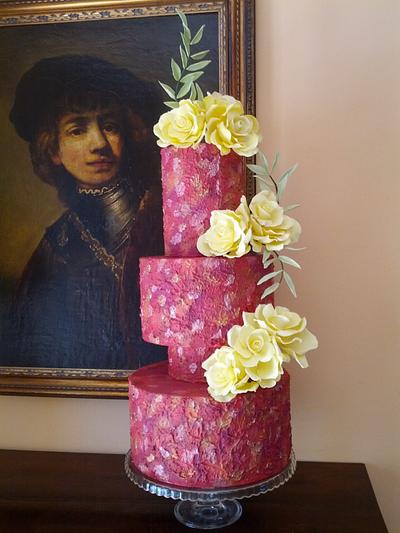  painted cake and yellow roses - Cake by Federica Sampò 