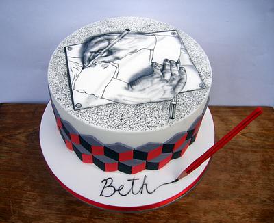M.C. Escher 'drawing hands' cake - Cake by Karen Geraghty