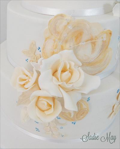 hand painted wedding cake  - Cake by Sharon, Sadie May Cakes 