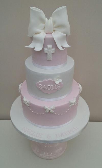Christening Cake ~ Bows & Pearls - Cake by The Buttercream Pantry