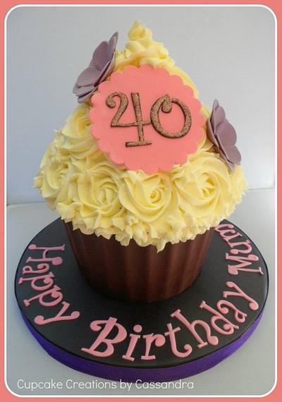 40th Birthday Giant Cupcake - Cake by Cupcakecreations