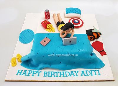 Lazy girl on bed cake - Cake by Sweet Mantra Homemade Customized Cakes Pune