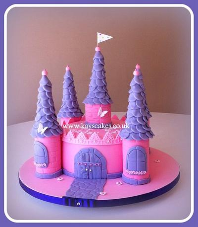 Pink & Purple Single Tier Castle Cake - Cake by Kays Cakes