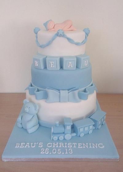 Baby Boy Christening Cake  - Cake by FairyDelicious