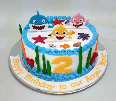Baby Shark family design cake - Cake by Sweet Mantra Homemade Customized Cakes Pune
