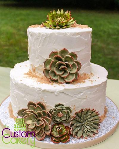 Rustic Buttercream and Succulents Wedding - Cake by Stephanie