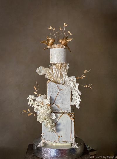 White kintsugi Engagement cake - Cake by Art Sucré by Mounia