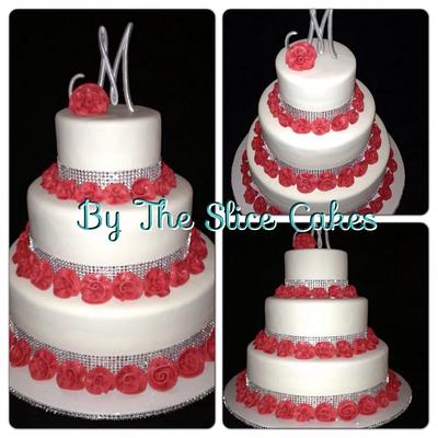 Red and White Wedding Cake - Cake by By The Slice Cakes...by Sharon