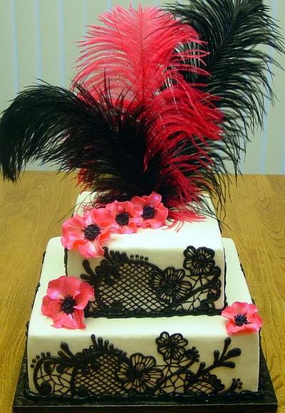 Black Lace Bridal Shower - Cake by Stephanie Dill
