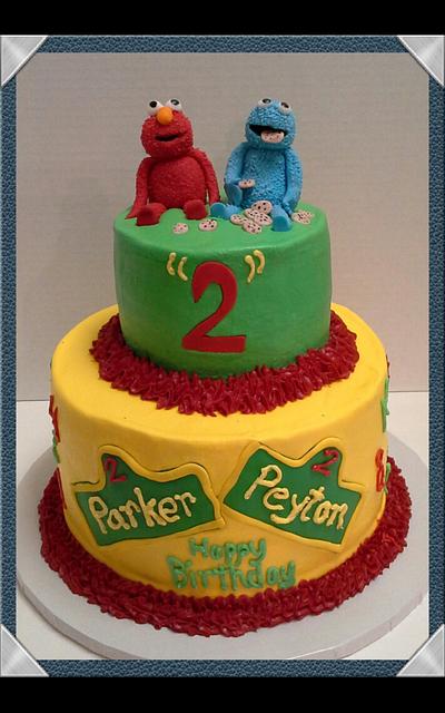 cookie monster and elmo - Cake by Sherri Hodges 