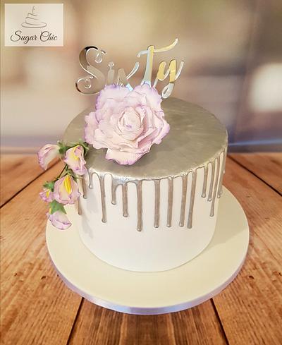 Lilac & Silver Floral Drip Cake  - Cake by Sugar Chic