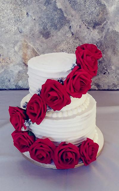 Rustic Wedding Buttercream with roses - Cake by Tiffany DuMoulin
