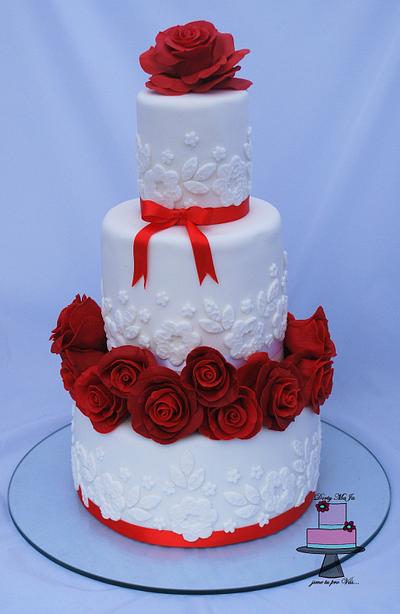 White and red cake - Cake by Marie