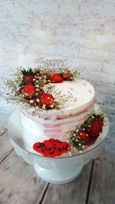 Semi Naked Rustic Strawberry cream cake - Cake by OCCAZIVE CAKES N DESSERTS