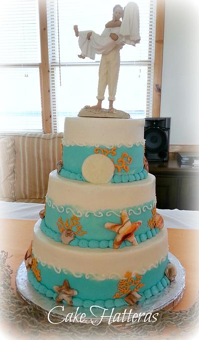 Turquoise and Tangerine Wedding Cake - Cake by Donna Tokazowski- Cake Hatteras, Martinsburg WV