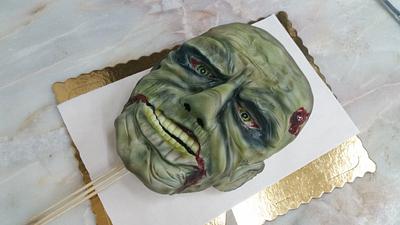 Zombie head body under construction  - Cake by CandyMan
