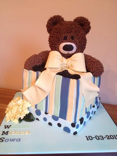 Teddy bear christening cake  - Cake by Melanie Jane Wright