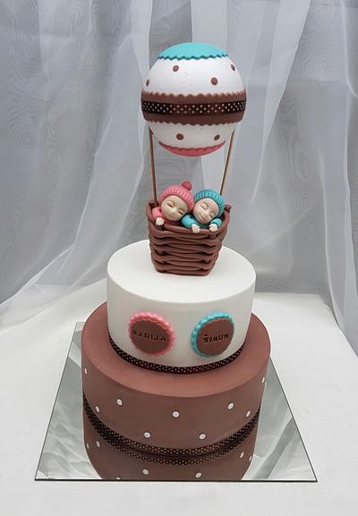 Twins boy&girl christening cake - Cake by Tirki