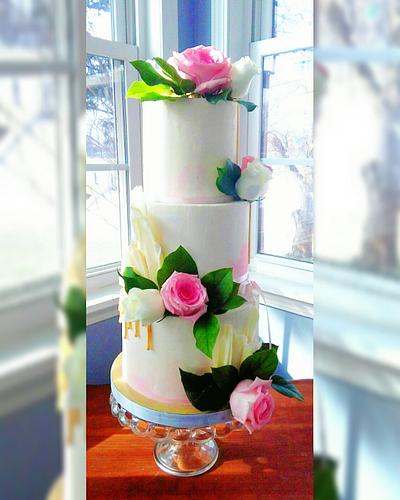 Pink water color Wedding cake - Cake by  Pink Ann's Cakes
