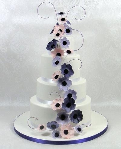 Wendy Purple, Lilac & Pink flower Wedding Cake - Cake by Ceri Badham