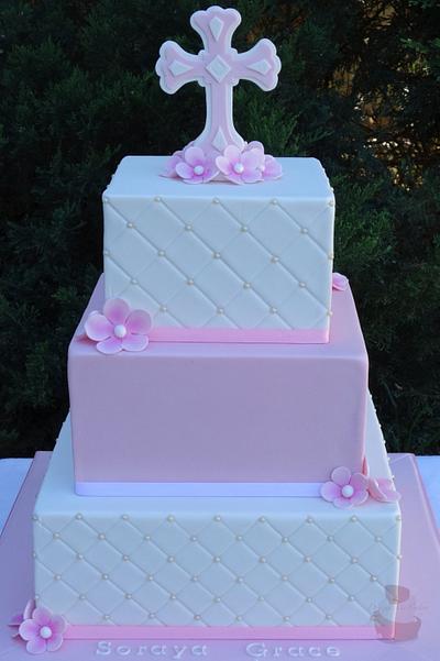 Pretty in Pink Christening Cake - Cake by Jaymie
